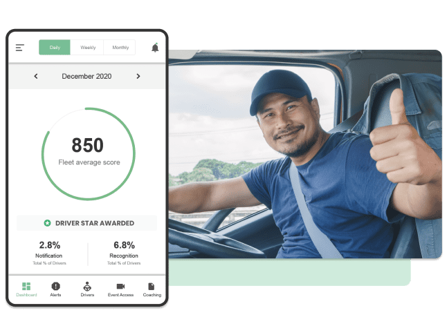 Improve retention and driver efficiency with Driveri | Man in a semi giving a thumbs up